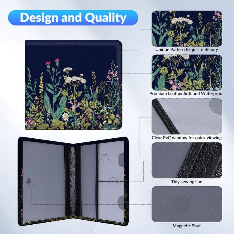 Car Registration and Insurance Card Holder，Vehicle Glove Box Car Organizer，Accessories Case for Storing Driving Licences, Cards, Documents Black flower