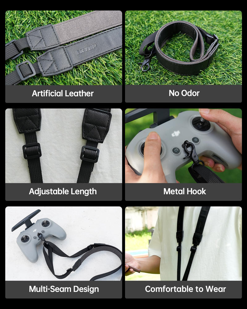 Lanyard Neck Strap+Joysticks for DJI FPV Remote Controller 3/2, Adjustable Leather Lanyard Controller Stick Replacement Thumb Rocker for DJI Avata 2/Avata/FPV Drone Accessories (1 Pcs+2 Pairs) Lanyard + Joysticks (2 Pairs)