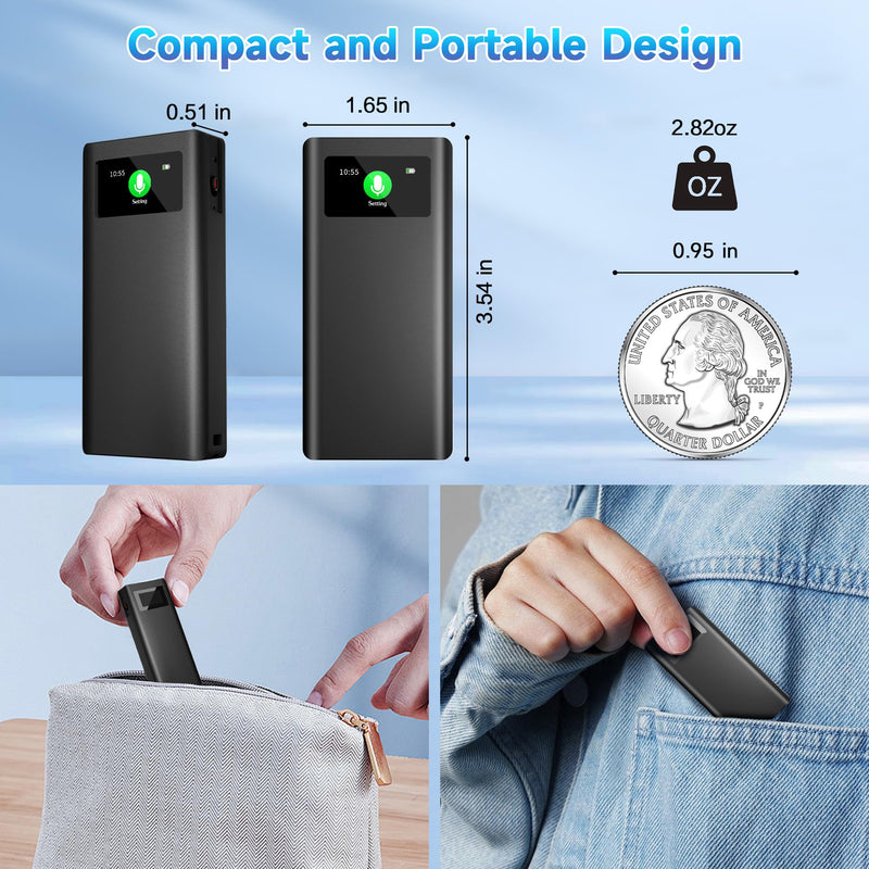 V88 (3000mAh) Magnetic Voice Activated Recorder, 350H Battery Time | 32GB Metal Recording Device with Speaker Playback, AI Noise Reduction, TF Card Expansion,For Meeting Interview Classe 1