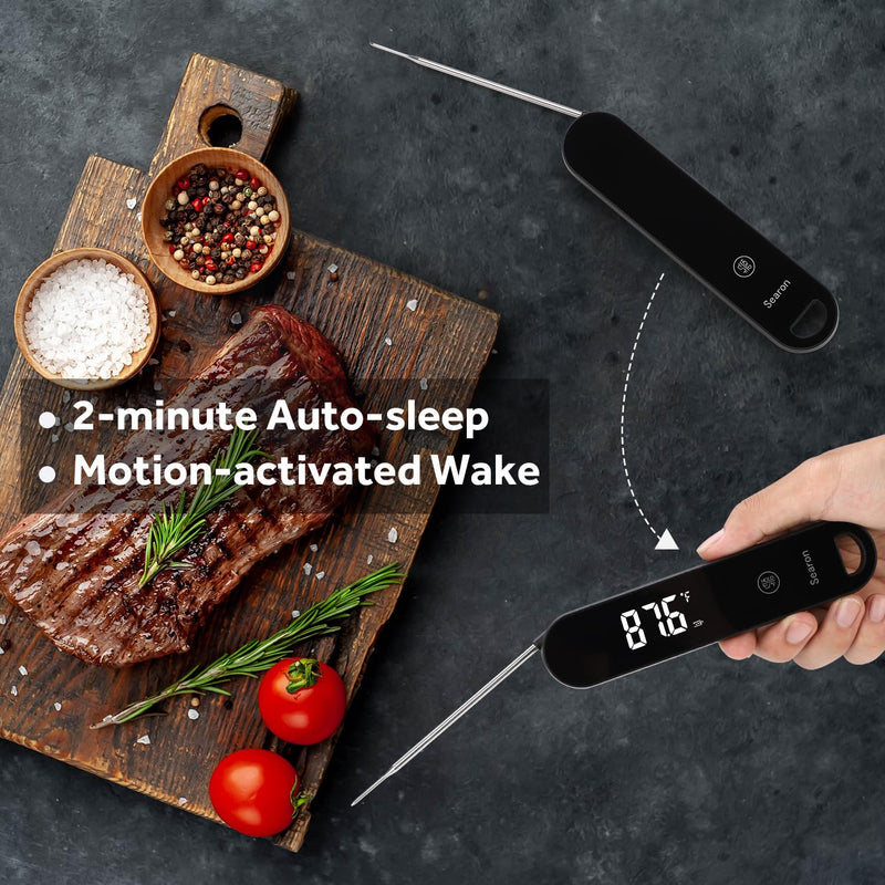 Searon 0.5S Instant Read Digital Meat Thermometer, Electric Food Thermometer Kitchen Essentials Gadgets Waterproof for Grilling Airfryer Cooking BBQ Baking Oil Deep Fry Smoker