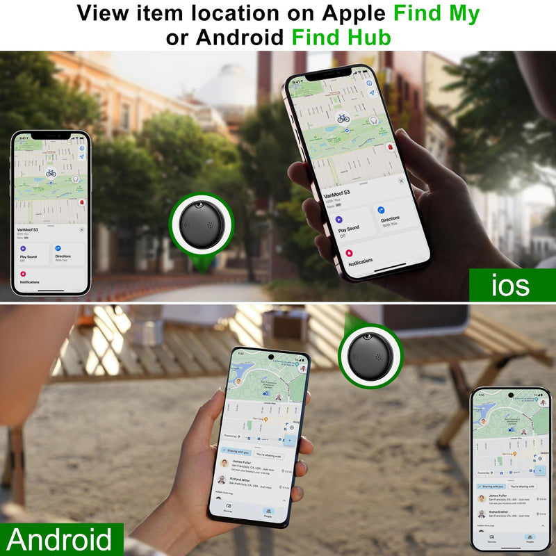 2026 Upgrade 4-Pack Smart Bluetooth Tracker – Android AirTag, Works with iOS Find My & Android Find Hub, IP68 Waterproof, Loud Ring, Replaceable Battery, for Luggage Keys Wallet Backpack