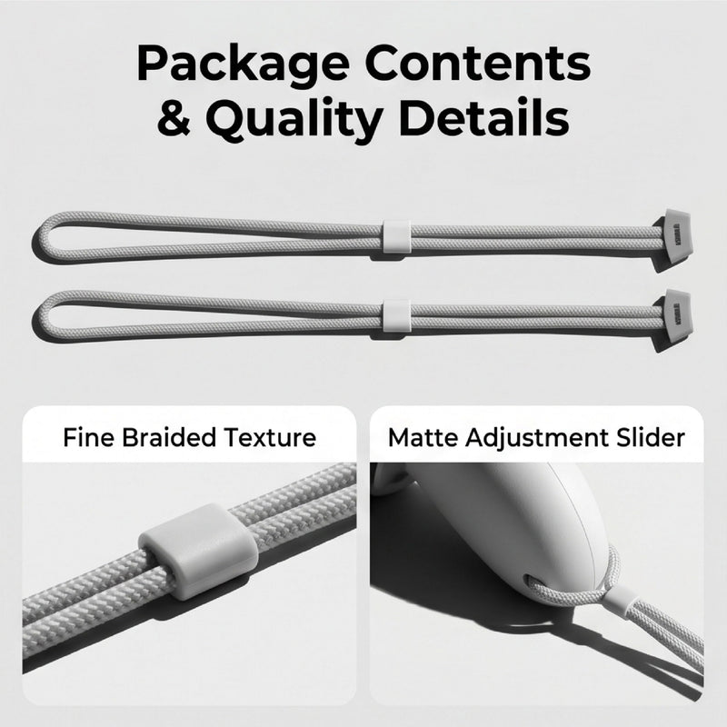2PCS Controller Wrist Straps Compatible with Meta Quest 3 Quest 3S Adjustable Light Gray Hand Strap Replacement for VR Gaming Accessories Premium Polyester and ABS