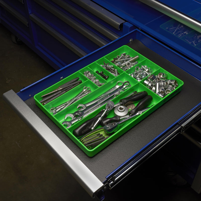 OEMTOOLS 22213 Tool Box Organizer Tray – 10-Compartment Tool Chest Organizer for Parts, Bolts, and Small Tools – Stackable Drawer Tray Design Drawer Organizer Parts Tray