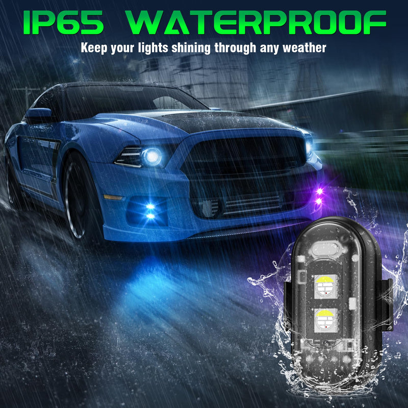 Wireless RGB LED Aircraft Strobe Lights with Remote Control, 8 Colors 10 Flash Modes USB Charging Anti-Collision Lights Waterproof Emergency Warning Light for Drone Car Motorcycle Bike 8 Pcs 8Pcs
