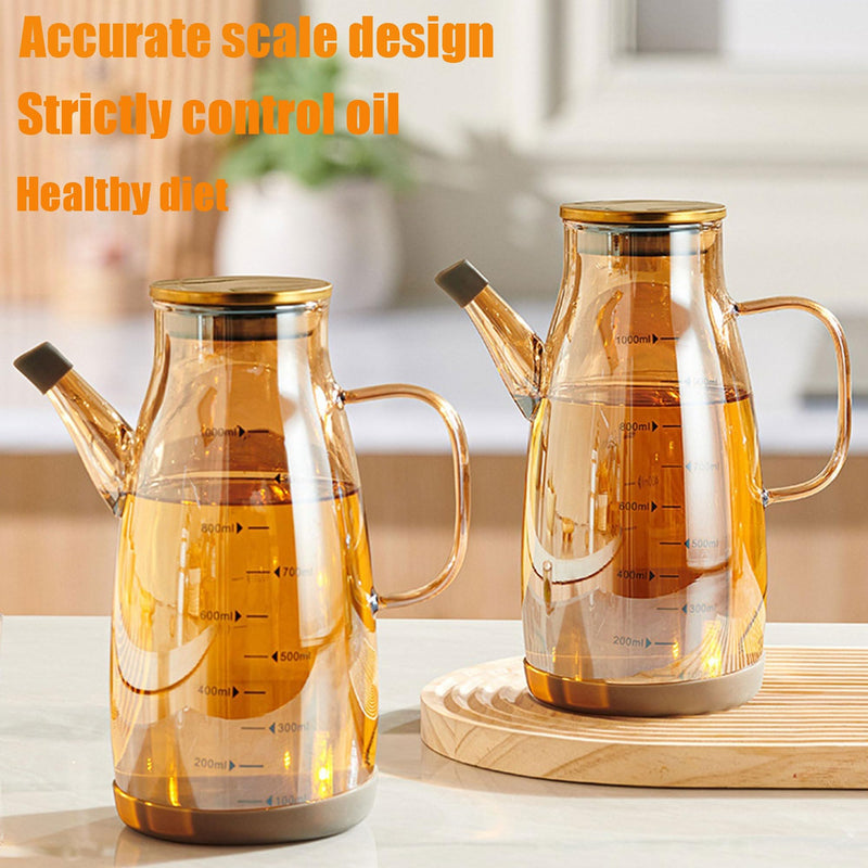 2025 Oil Dispenser Bottle with Drip Free Spout Food Grade Oil Vinegar Cooking Sprayer Kitchen Glass Container Bottles (1000 ML) 33.8 Ounces