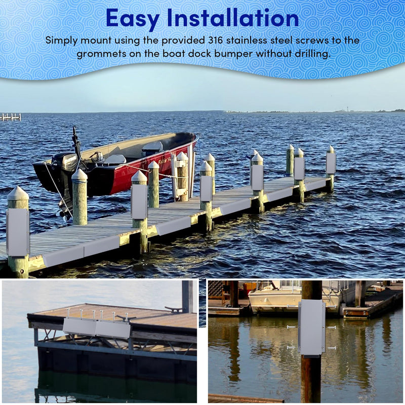 Dock Bumper,Dock Bumper Guard with Screws,Boat Dock Bumper for Boat Dock Vertical Pole Post or Corner Dock,PVC Piling Bumper-Post Bumper for Horizontal Deck or Pier Fenders Grey 2Pack Total 32IN