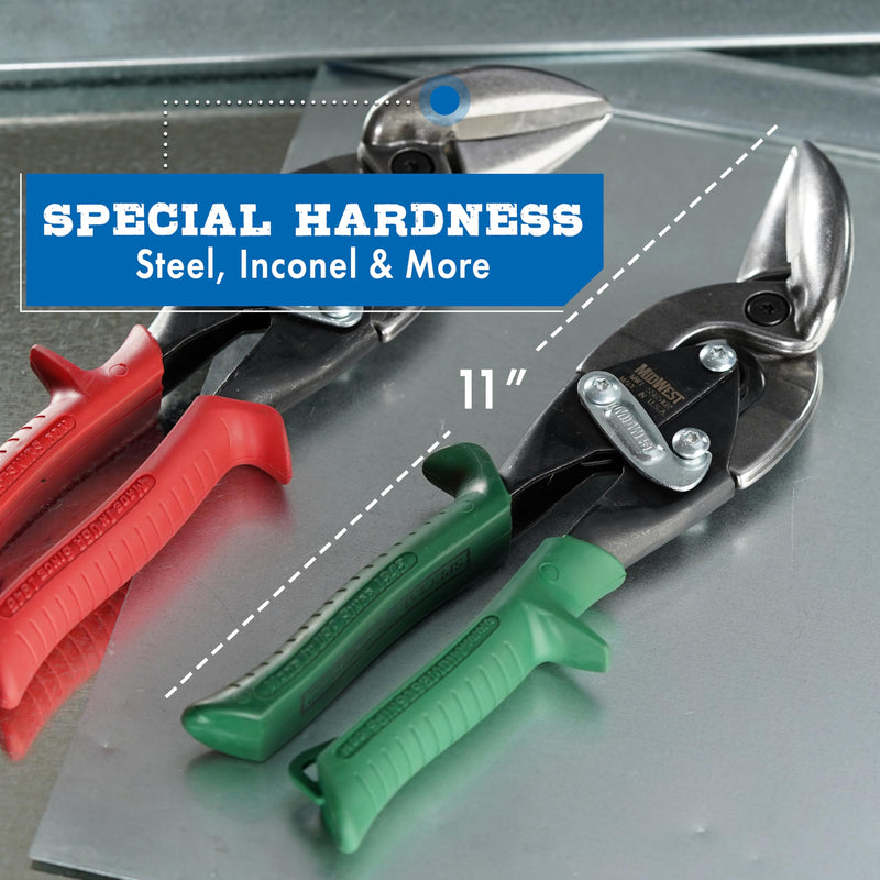 MIDWEST Special Hardness Aviation Snip - Left Cut Offset Stainless Steel Cutting Shears, Made in the USA - MWT-SS6510L