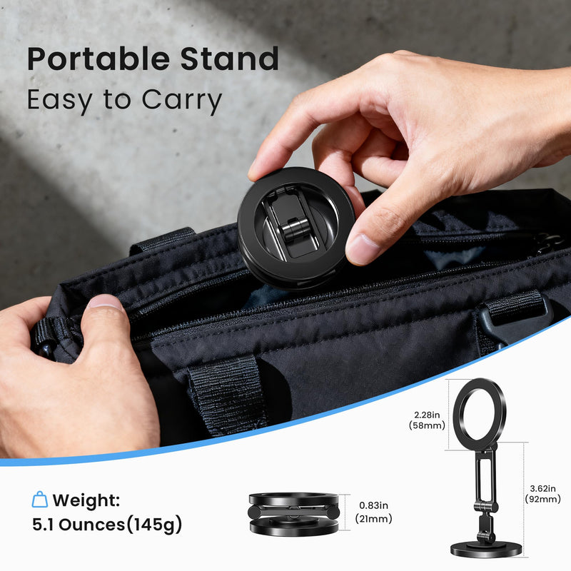 Itramax Magnetic Phone Holder for Magsafe,360° Rotatable iPhone Stand Mount | Dual Sided Ring Smartphone Holder for Desk with Non-Slip Base for iPhone 17 16 Plus 13 12 11,Pixel 9 8,Samsung,Office,Kitchen 360°Rotating - Black