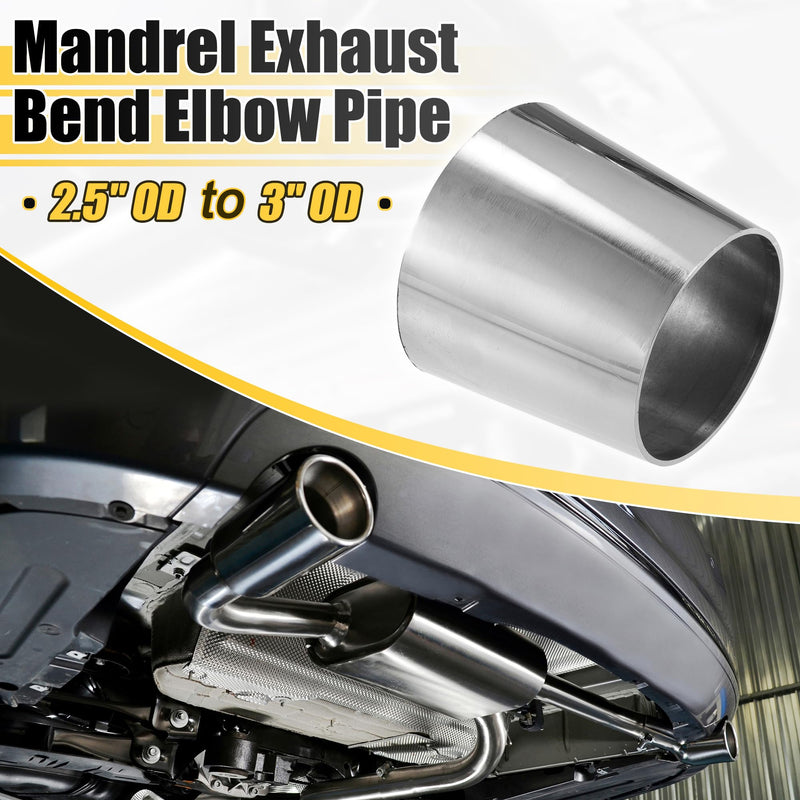 X AUTOHAUX Car Mandrel Exhaust Bend Elbow Pipe 304 Stainless Steel Concentric Reducer 2.5" OD to 3" OD 1pcs 2.5"-3" OD