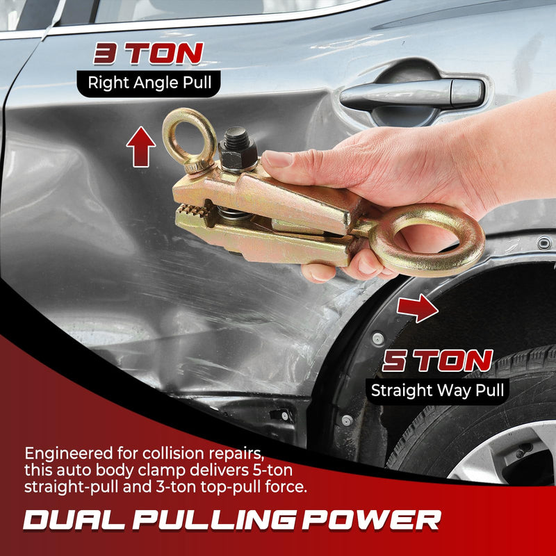 NATGAI 5 Ton 2-Way Auto Body Clamp, Self-Tightening Frame Pull Clamp Grips for Collision Repair, Sheet Metal Maintenance & Car Door Fender Edge Repair, Auto Body Repair Tool with Small Mouth Design