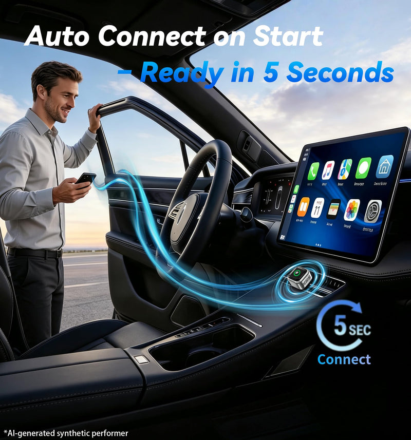 2026 Upgraded Wireless CarPlay Adapter with Buttons for Privacy Call & Two-Phone Fast Switch, Aluminum Cooling, Dual-Band WiFi, Mini Cable-Free, Compatible with Apple iPhone & Android Auto, Gray