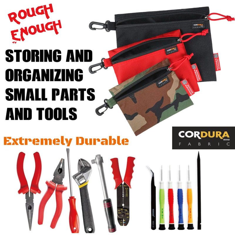 Rough Enough 3-Pack Small Tool Pouches with Zipper & Buckle Clip, Different Sizes Molle Pouch Set for Tactical, Camping, Fishing, Survival, Water-Resistant Small Tool Bags