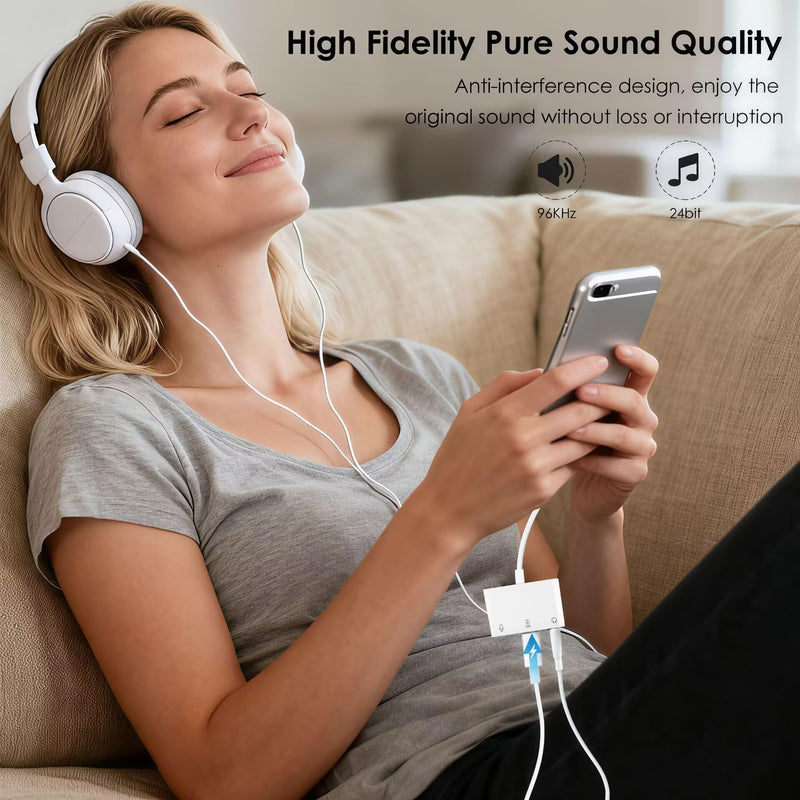 USB C to Microphone & 3.5mm Headphone Adapter with PD Fast Charging for Live-Streaming, 3-in-1 Aux to USB C Audio & MIC Splitter Compatible with iPhone 17/16/15, iPad Pro, Galaxy S26, and More