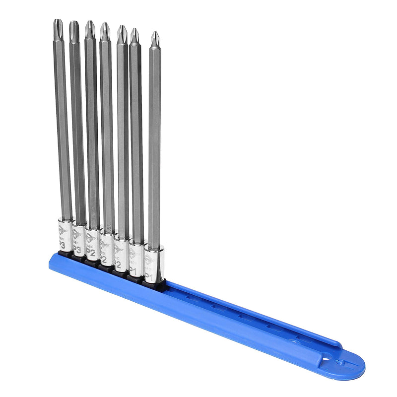 Mayhew Tools 16041 Phillips Insert Socket Bit Set, Chrome, 7-Piece Long-Length
