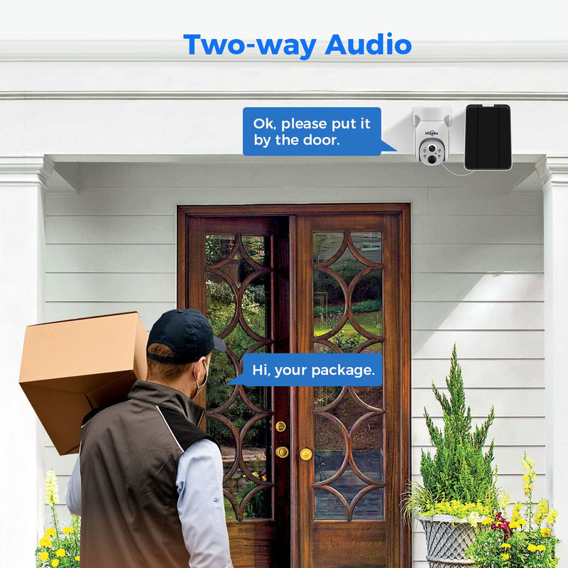 Hiseeu Solar Security Camera Outdoor, 4MP Wireless WiFi Camera, PTZ 360° View, PIR Motion Detection, Color Night Vision, IP66, 2-Way Audio, Compatible with Alexa WTD403us