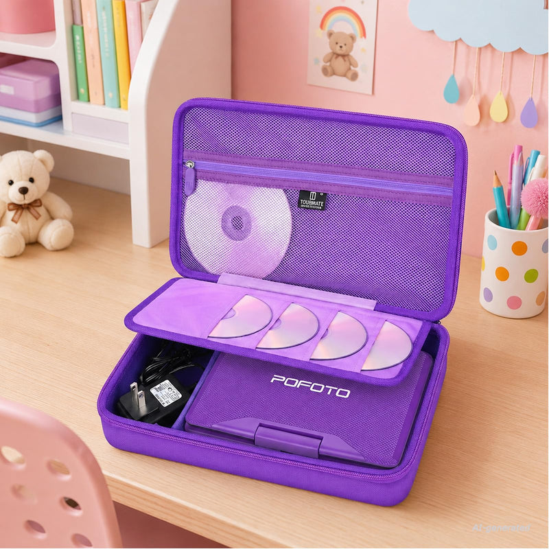 Tourmate Hard Storage Case for BOIFUN/PJGCWB/FANGOR/HotHat/YOTON 9.5" Portable DVD Player, Portable EVA Case(Box for Sale) (Purple) Purple