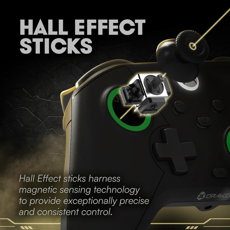 DRAKONG The Challenger Wired Hall Effect Gaming Controller for XBOX & PC | Gamepad compatible with Xbox Series X/S, Xbox One, PC, No Stick Drift, Low Latency, Back Buttons & AUX Headset Jack ‑ Black