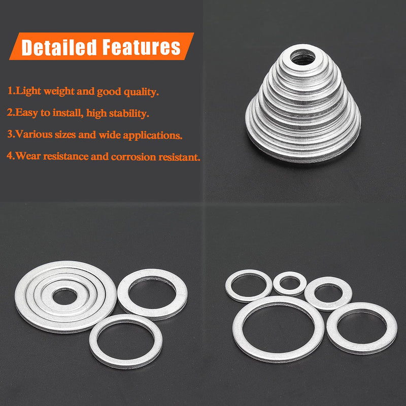 50 Pieces M18x24x1.5mm Automotive Drain Plug Gaskets, Oil Crush Washers, Aluminum Flat Washers, Inner Diameter 18mm, Outer Diameter 24mm, Thickness 1.5mm