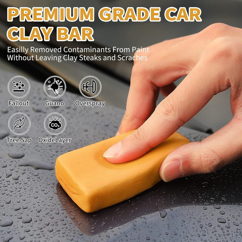 Car Clay Bars Auto Detailing and Clay Luber Synthetic Lubricant Kit, 4 Clay Bars, Clay bar Lubricant Tablets 10 Pack(1pc=16 fl oz), Spray Bottle and Microfiber Towel for Car Detailing Cleaning Clay Bar Kit