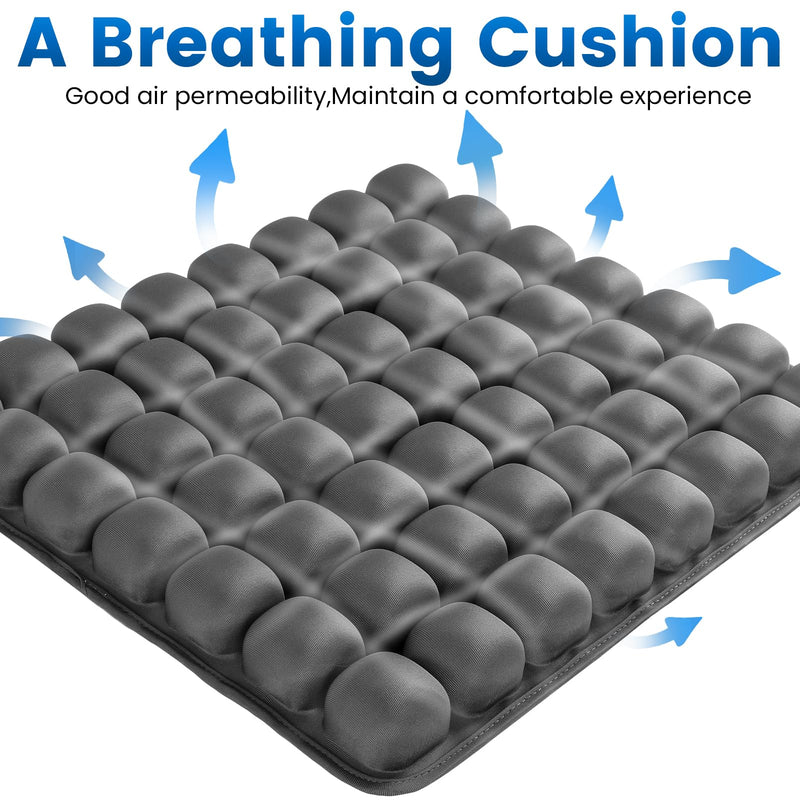 JOYMAY Travel Seat Cushion Inflatable Seat Cushion 56 Ergonomic Air Cell 3D Air Seat Cushions Adjustable Inflatable Portable Airplane seat Cushion for Wheelchair, Car, Office, Home Living (Grey) Grey