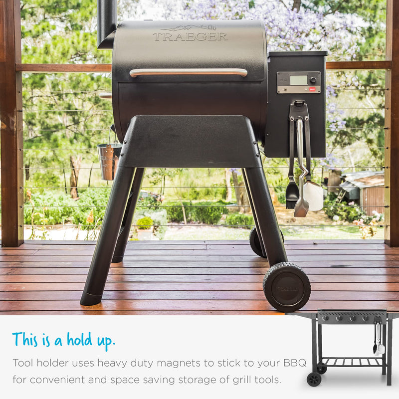 Dreamfarm Premium & Durable Barbecue Set with BBQ Brizzle, Clongs, Chopula, & Magnetic Utensil Holder - Stainless Steel
