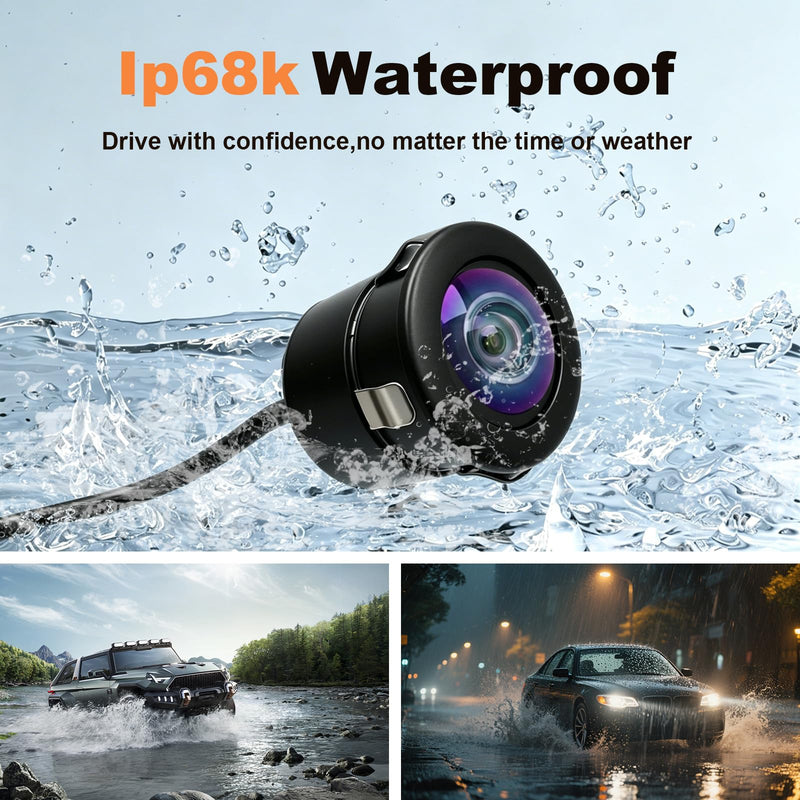 Backup Camera with Clear Night Vision,Rear Front Camera Flush Mount 170° Wide Angle IP68K Waterproof AHD Reverse Camera for Car Truck SUV RV