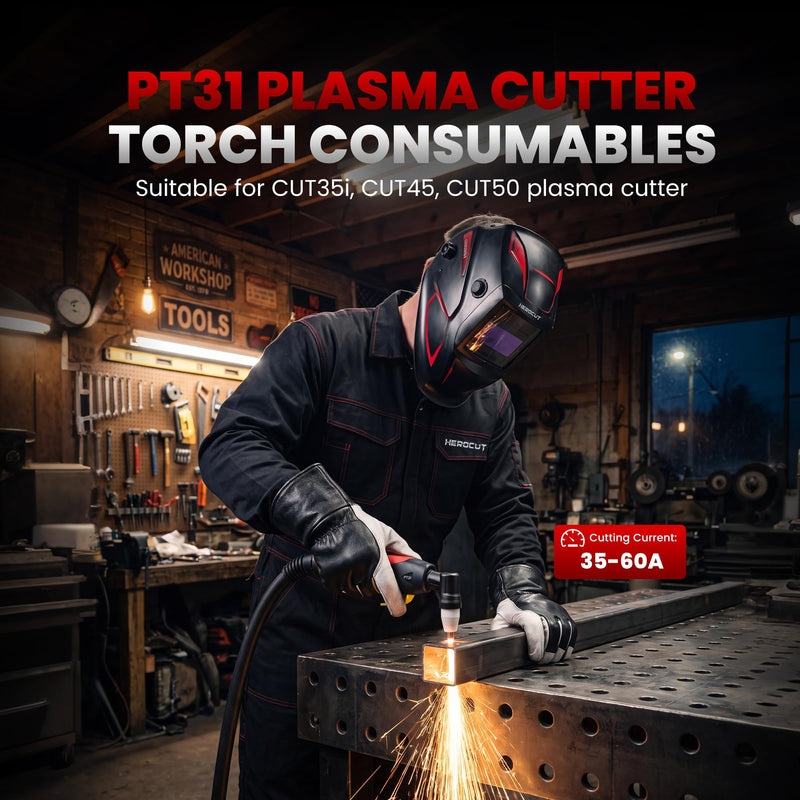 110Pcs PT31 Plasma Cutter Consumables, HEROCUT Plasma Cutter Torch Accessories for CUT35i CUT45 CUT50 Plasma Cutter with PT-31 JG-40 LG-40 Plasma Cutter Torch 110Pcs PT31 Consumables