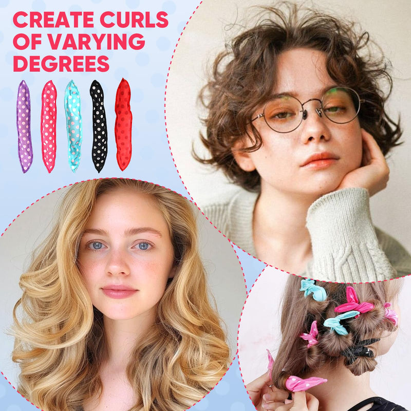 24 Pack Soft Sponge Heatless Hair Curlers For Overnight Curls | Retro Polka-Dot Sleep Rollers For Short And Long Hair, No Heat Needed