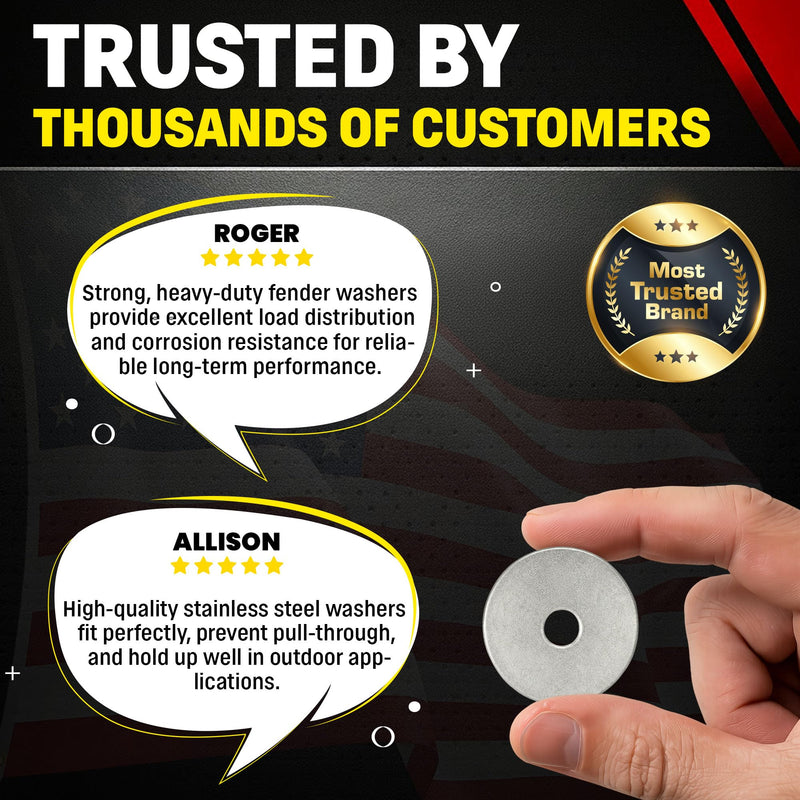 Stainless Fender Washers - Extra Thick ID 2" OD 1/8" Thick, 18-8 Stainless Steel, (3/8" x 2" 15 Pack) 3/8" x 2" 15 Pack
