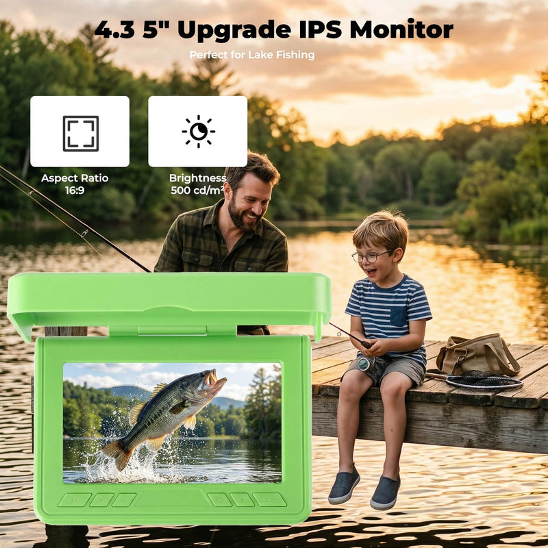 Fishing Camera, 220° Ultra-Wide HD Underwater Fishing Camera with 4.3" LCD & IR Night Vision, 5000mAh Rechargeable Battery 100ft Cable for Ice Lake Boat Kayak Fishing