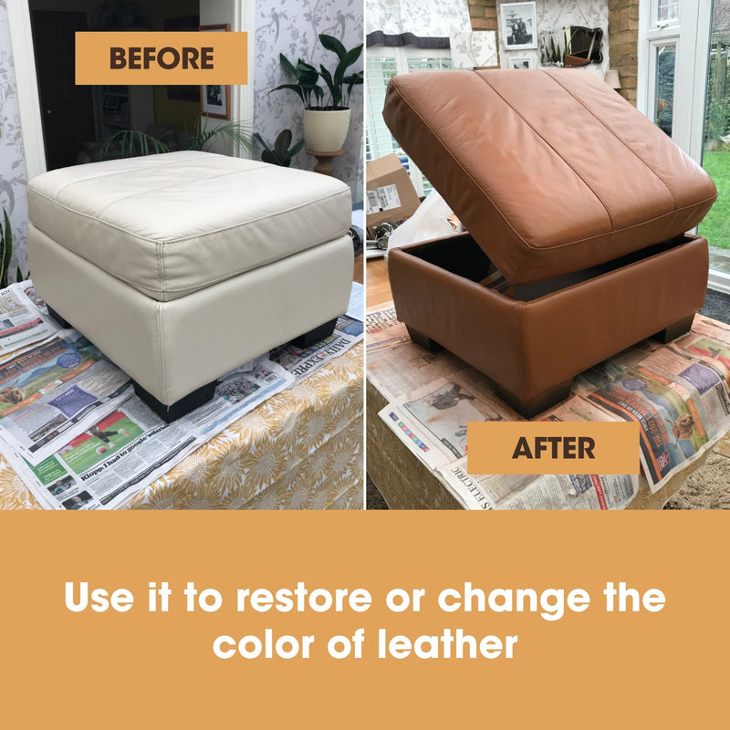 Furniture Clinic Leather Repair Paint | 2-in-1 Seal and Color | Use on Scratches, Tears, and Holes in Car Seats, Furniture | Quick and Easy Leather Repair Kit for Furniture (Ivory, 500ml / 17oz) Ivory