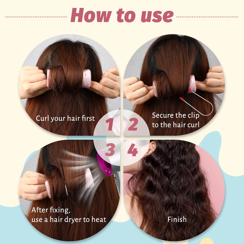 24Pcs Hot Roller Clips, Portable Hot Curler Clips Replacement Securing Pins Hair Clip for Rollers (Large, Medium, Small)
