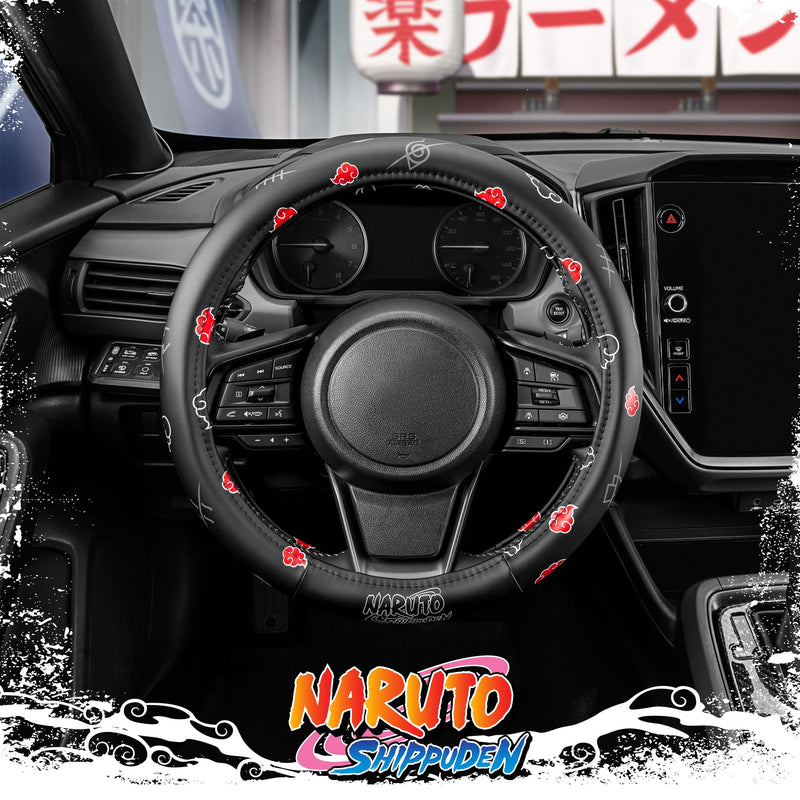 Naruto Shippuden Car Steering Wheel Cover, 15 Inch Anime Steering Wheel Cover, Cushioned Soft Comfortable Cover Anime Car Accessories for Men Women, Akatsuki Naruto Akatuski
