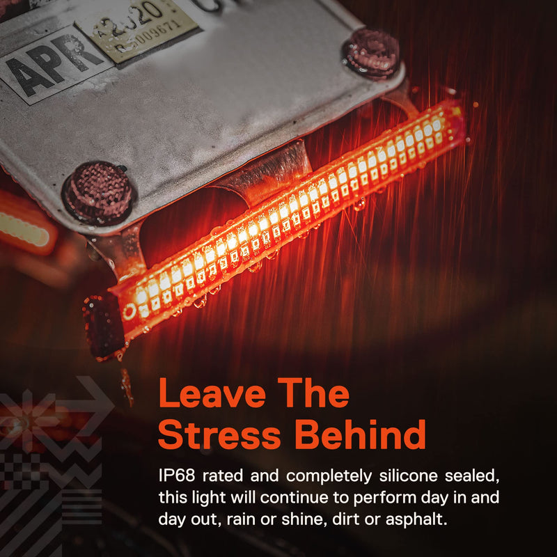 TRUE MODS 1pc 8" LED Motorcycle Turn Signal & Brake Taillight Strip [Waterproof] [Dual Row] [RED Tail & Brake] [AMBER Sequential Blinker] Self Adhesive Surface Mount Flexible Lamp for ATV Dirt Bike 1pc 8" Tail Light w/ Amber Sequential
