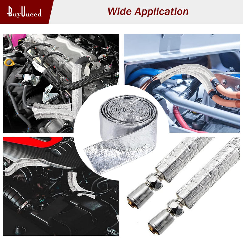 Car Aluminized Sleeving Heat Sheathing Roll - Heat Radiant and Prevent Vapor Lock Heat Shield for Brake Cable/Fuel Line/Spark Plug (1inch(I.D. Wide) - 72'') 1inch(I.D. Wide) - 72''
