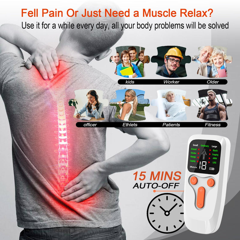 TENS Unit EMS Muscle Stimulator, Dual Channel Muscle Stimulator Machine for Back Neck Shoulder Pain Relief, Low-Frequency Multi-Function Physiotherapy Instrument Large Screen Electric Pulse Massager