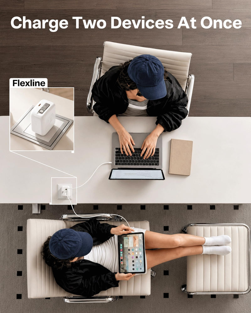 TORRAS FlexLine 40W USB C Charger,Dual-Port GaN Retractable Wall Charger | iPhone17/16/15,iPad,Macbook,Galaxy Compatible,Retractable Cable&Foldable Plug,Fast Charging,GaN,Travel and Desk Use