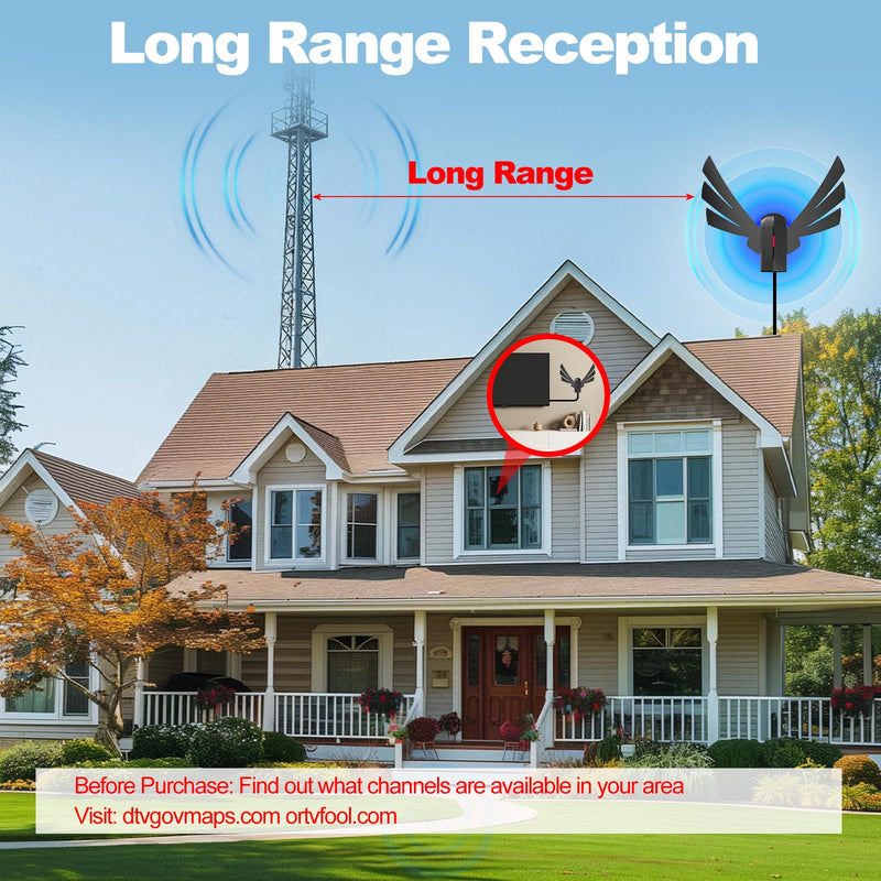 TV Antenna for Smart TV 2026, Long Range 360° Reception Digital Antenna with Magnetic Base for Local Channels Indoor/Outdoor, Supports 4K 1080p, 16.66FT Cable, for Smart/Old TVs STG-01