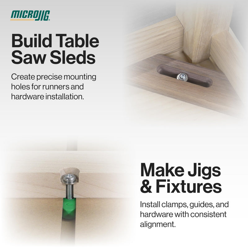 MICROJIG ZEROPLAY 2-Step Plunge Router Bit for Woodworking Jigs, Table Saw Sleds, Compatible with MatchFit and Other Hardware, Carbide Tipped, 1/2" Shank, MB-050-0525PL