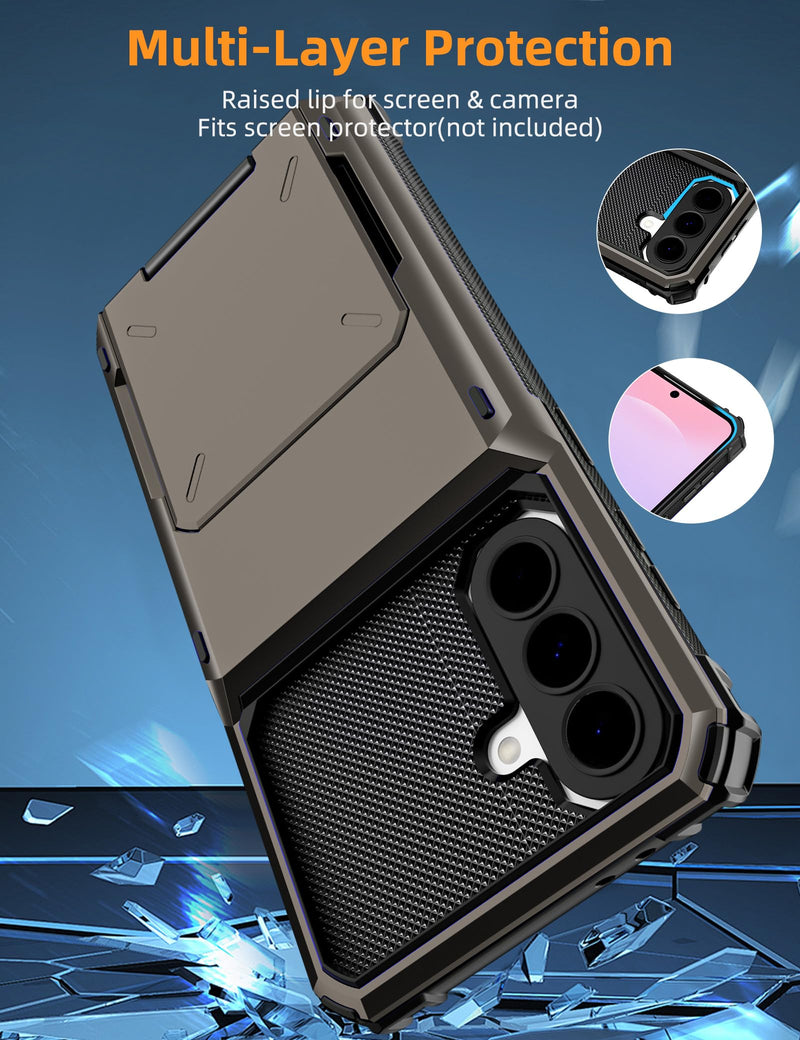 COOYA for Samsung Galaxy A37 Case Wallet, 5 Credit Card Holder, Gunmetal | ID Slot Flip Cover Wallet Case, Back Pocket Protective Hard Rubber Bumper Armor Non-Slip for Samsung A37 6.7 inch Women Men for Samsung Galaxy A37 6.7-inch Bronze