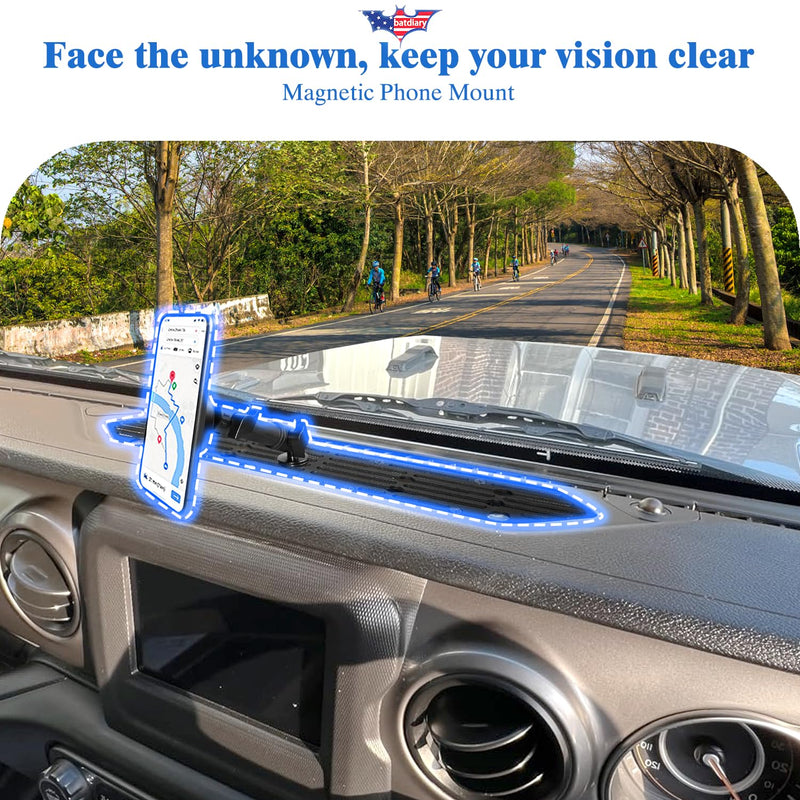 for Jeep Wrangler JL Magnetic Phone Mount Compatible with 2018-2023 Wrangler JL (NOT 4xe)｜2020-2023 Gladiator Accessories Metal Cell Phone Holder Dash Platform Mount