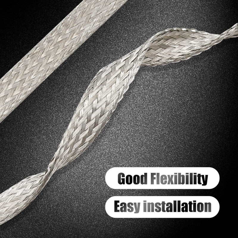 Braided Ground Strap Tinned Copper Ground Strap Automotive 20 inch X 1/2 inch with 1/2 inch Ring to 1/4 inch Ring Terminal Connectors 3PCS