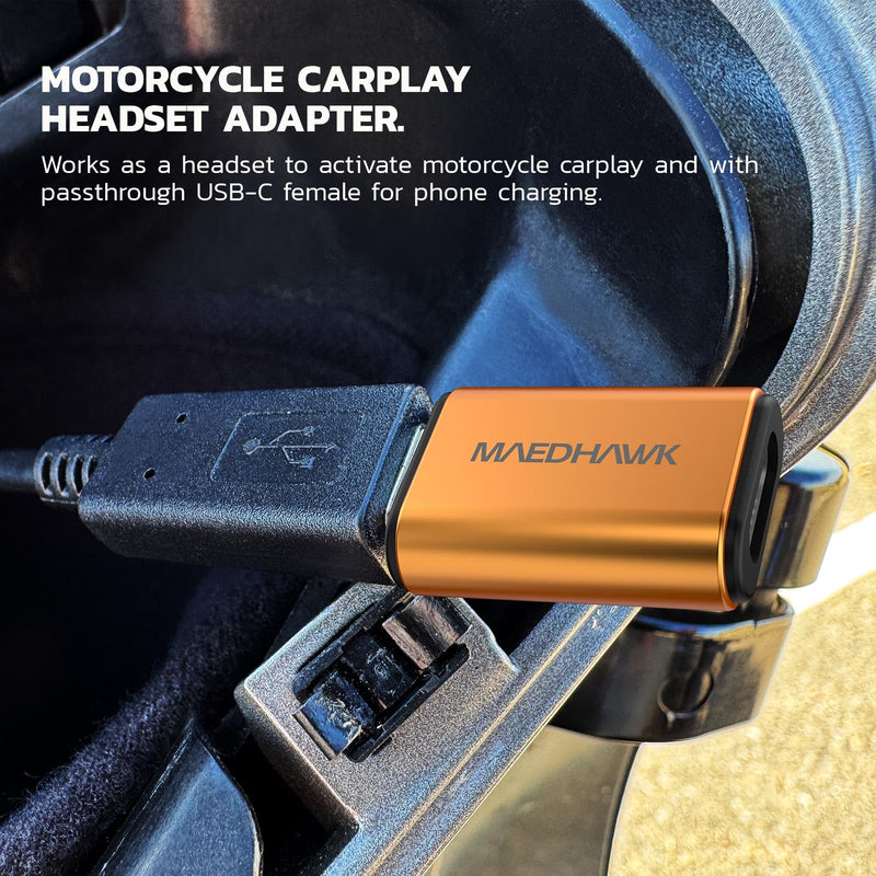 MaedHawk Bypass 3.0 Motorcycle CarPlay Bluetooth Headset Adapter | Updated Connectivity Expanded USB Cable Support, Enhanced USB-C Passthrough Charging Port and Data Compatibility