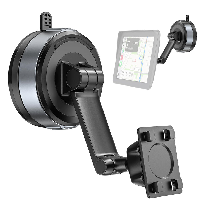 APPS2Car CarPlay Screen Mount for Dashboard & Windshield, Twist-Lock Suction Cup with Dual-Axis Adjustable Arm, Tool-Free Installation, Compatible with 7-11" Portable CarPlay Screens, Dash Cams & GPS