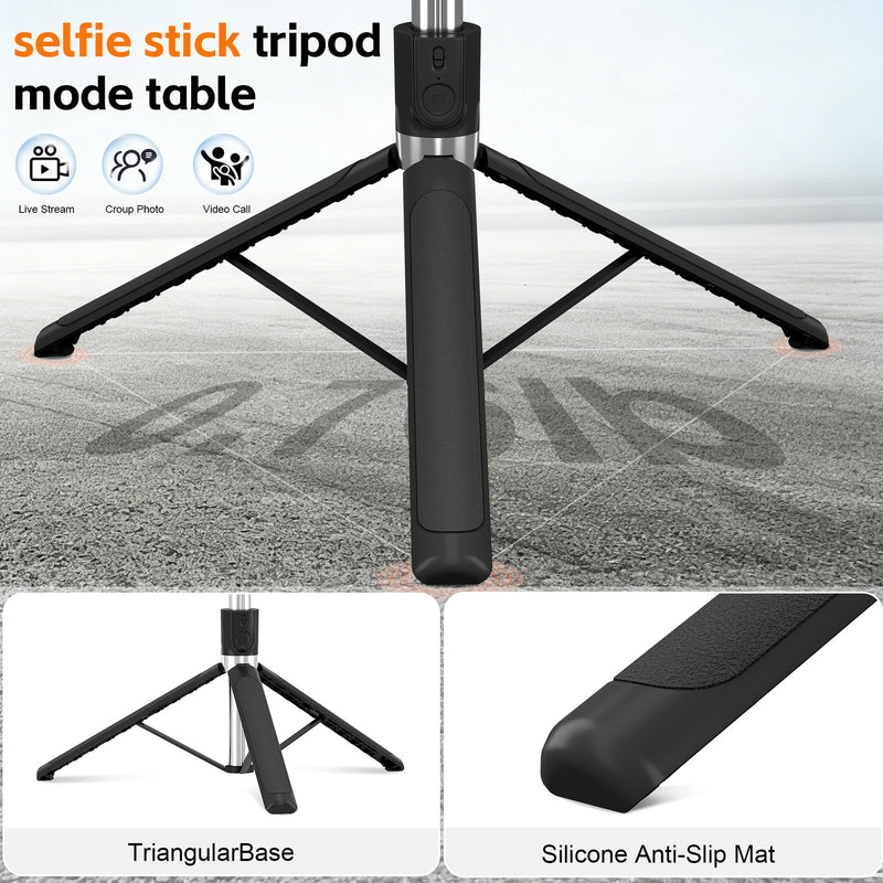 71" Phone Tripod & Selfie Stick with Remote,Extendable Cell Phone Tripod Stand for iPhone Android,5.9FT Tall for Video Recording Vlog Travel Black