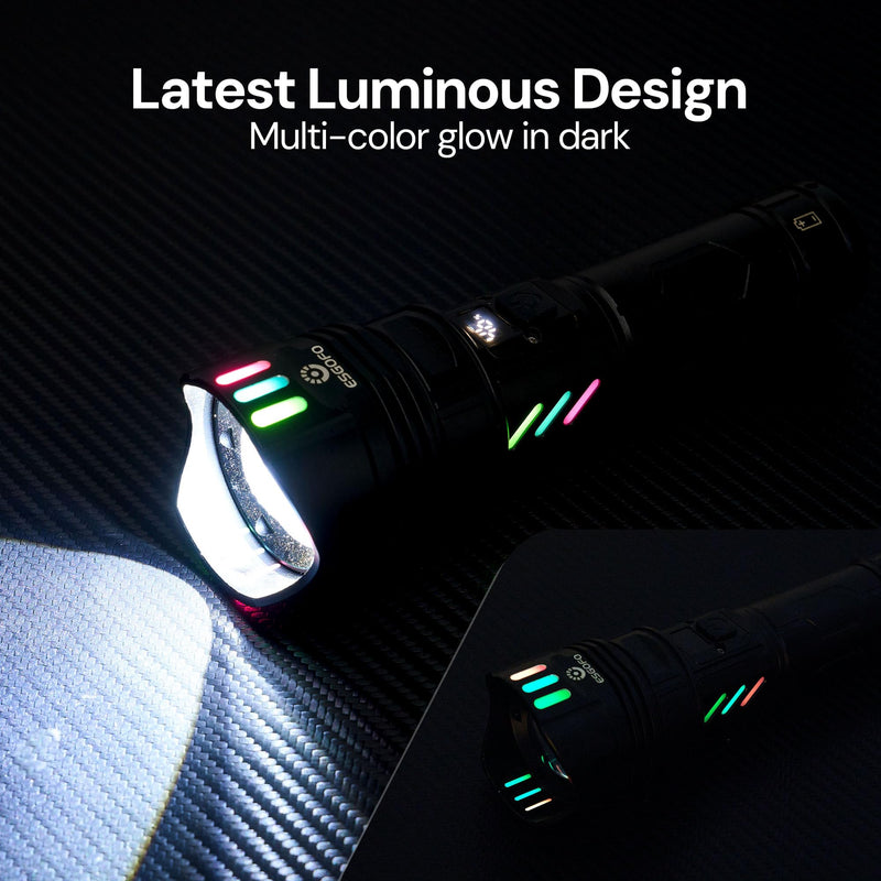 Super Bright Flashlight 100000 High Lumens Rechargeable,Powerful Long Distance 3280ft Strong LED Flash Lights,Long Lasting 10H LCD Digital USB Discharging Function,Focus & Brightness Adjustable 29 Watt Hours
