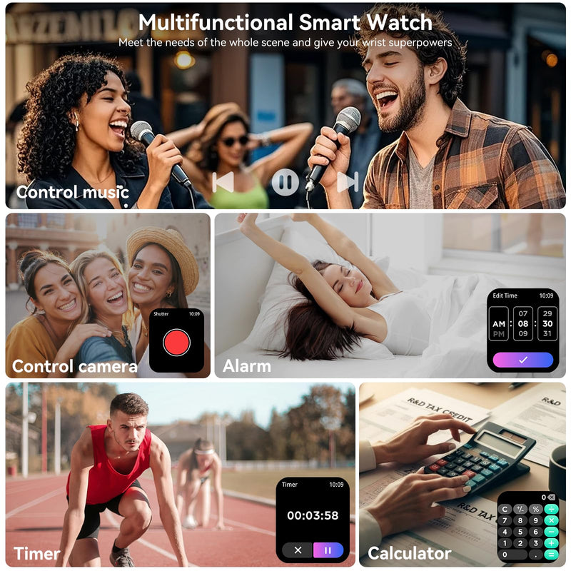 Smart Watch for Men Women, 1.83" HD Touch Screen Smartwatch with Bluetooth Call, IP68 Waterproof, 130+ Sport Modes Fitness Tracker Heart Rate Sleep Monitor Pedometer, Compatible with Android iPhone Black