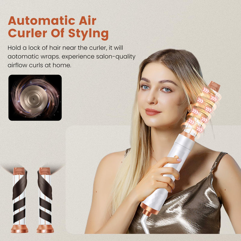 5 in 1 Hair Styler Hair Dryer Set, Airbrush 5 in 1 Hairstyler Air Curler, Hair Dryer Brush, Brush Hair Dryer, Hot Air Brush, Hairdryer, Air Styler 5 in 1 for All Hair Type/Length Off-white