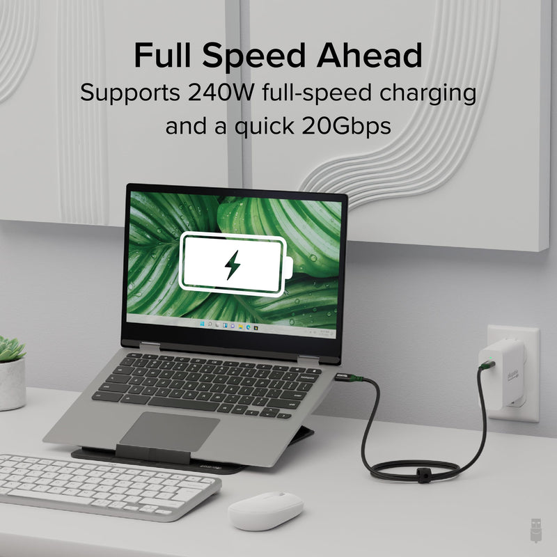 Plugable USB C Cable, 240W Charging Cable 20Gbps, 4K 120Hz, 8K 60Hz USB-C Monitor, iPhone, MacBook, iPad, Samsung Galaxy, 3.3 Feet (USBC-240W-1M)