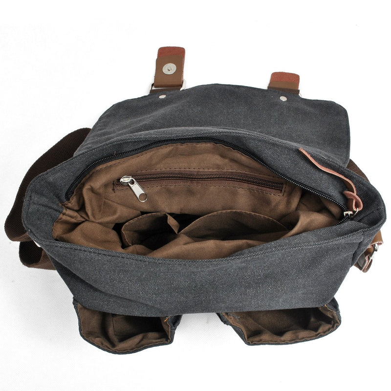Men's Lightweight Vintage Waterproof Canvas DSLR SLR Shockproof Camera Shoulder Messenger Bag Sling bag Drak Grey